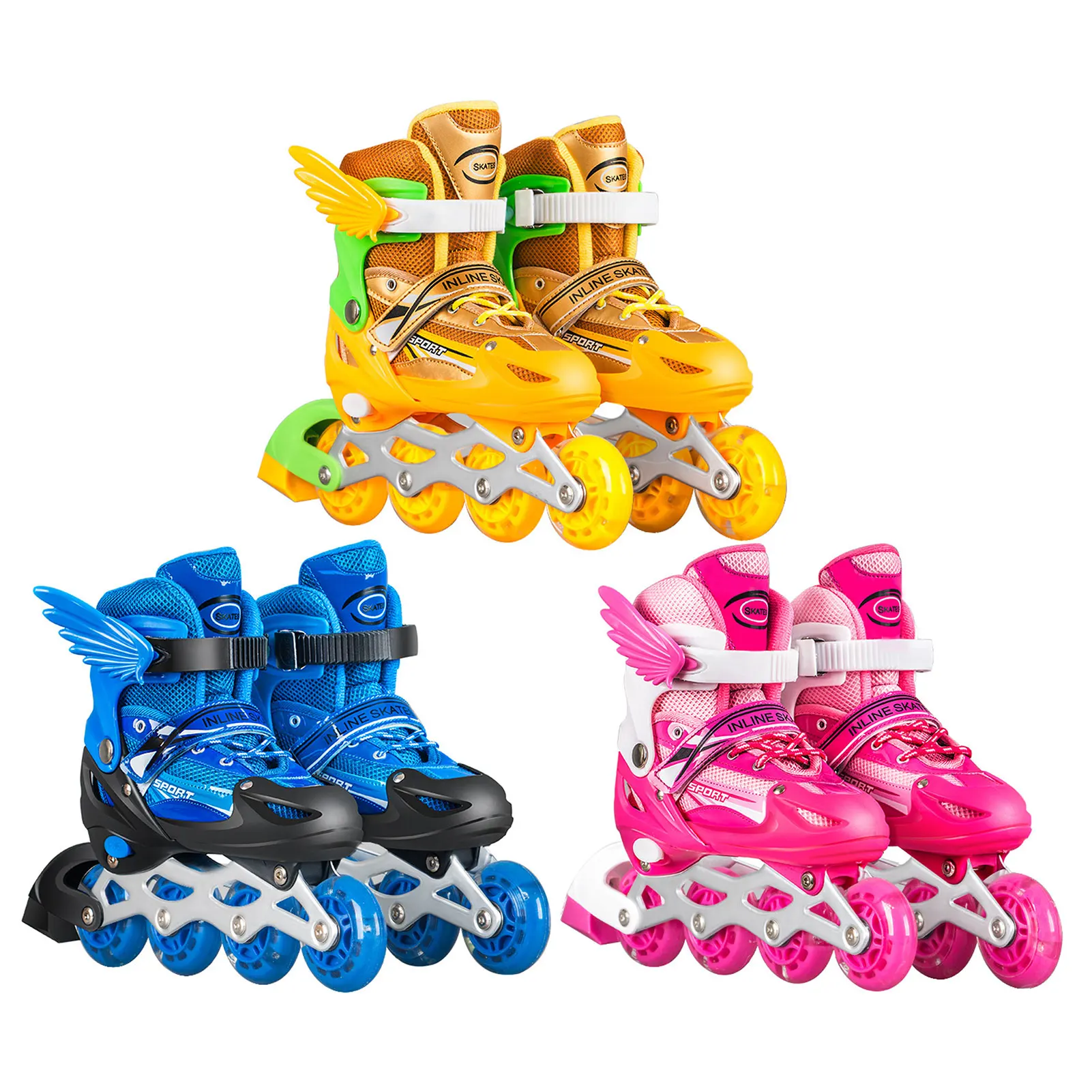 

Детские роликовые коньки, роликовые коньки из ПВХ, роликовые коньки в линейку, регулируемый размер, удобные уличные коньки унисекс, обувь