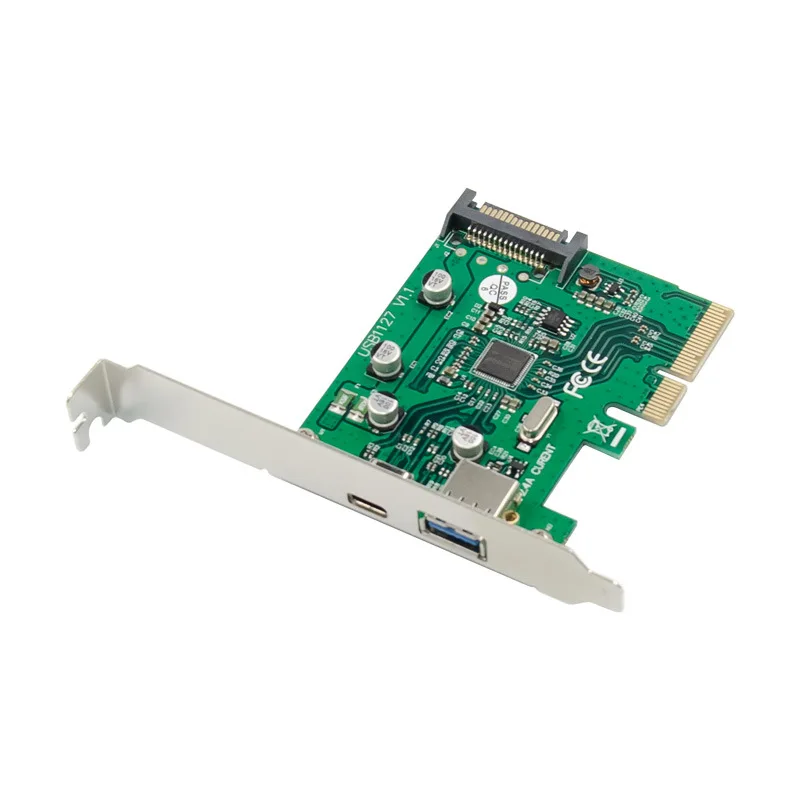 Add On Card PCIE TypeC A 2.4A Riser Super High Speed Dual Port USB 3.1 Expansion Chip Asmedia ASM1142 Converter Controller |