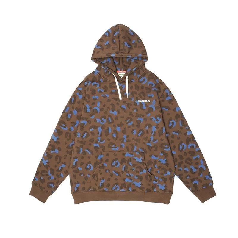 

Winter Men's Hoodies 2020 Long Sleeve Fleece Thick Leopard Pattern Loose Hip Hop Harajuku Casual Clothes Streetwear