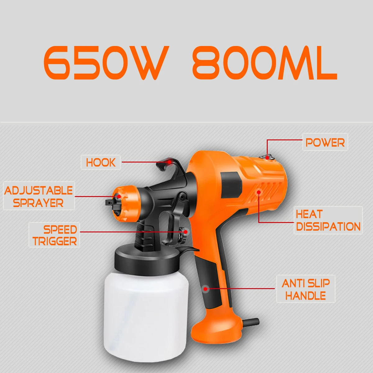 Электрический распылитель краски 650 Вт 800 мл 220 В|Пистолеты-распылители| |