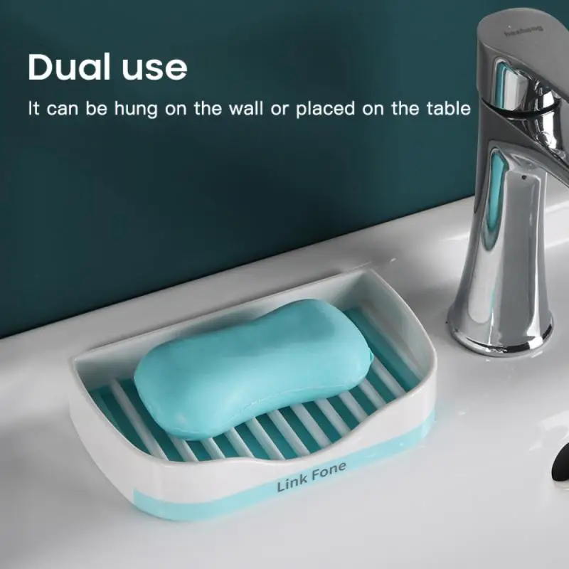 

Portable Double Layer Soap Holders Box Free Perforation Wall Hanging Stand Soap Drain Dishes Case Bathroom Soap Storage Trays
