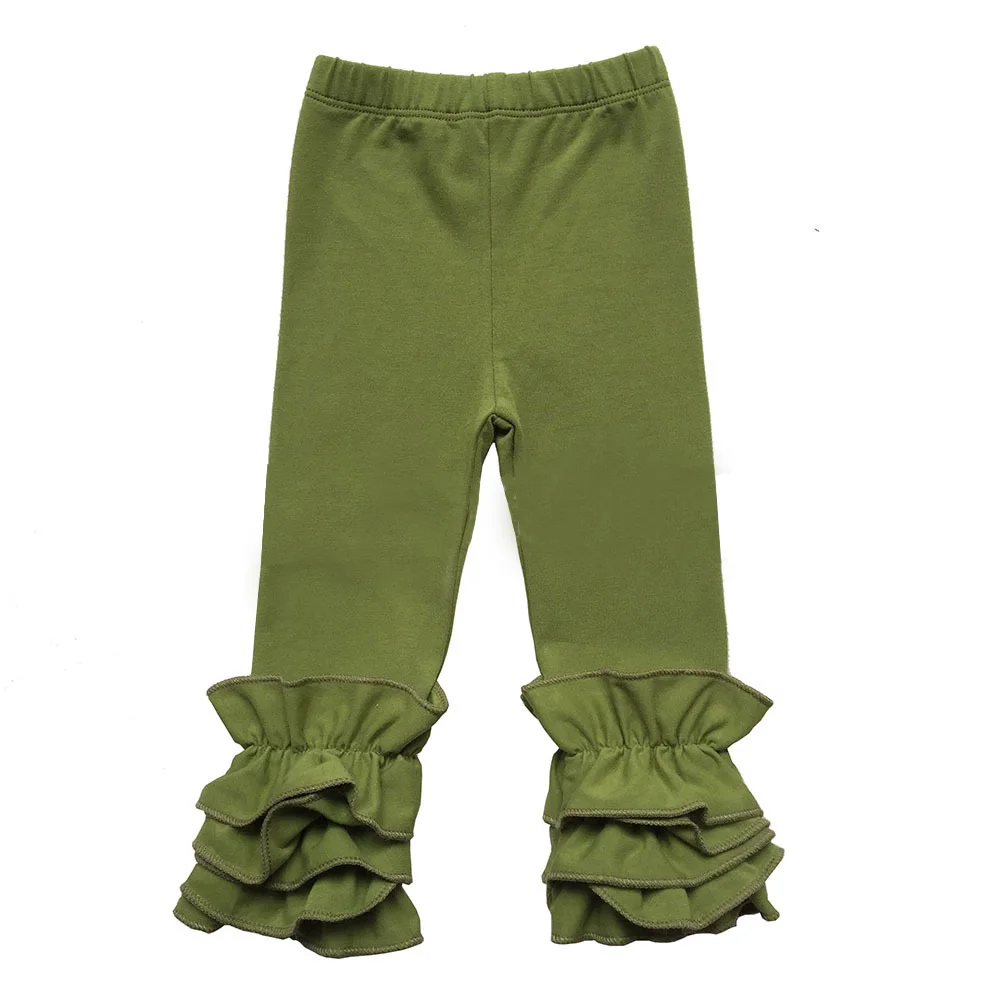 Army green 31 JOYHOPY/хлопковые мягкие удобные леггинсы для маленьких девочек; брюки; Тройная оборка; детские леггинсы; высокое качество; брюки для малышей - Цвет: Army green 31