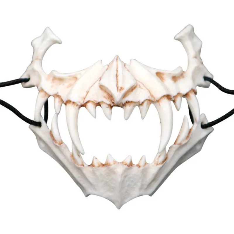 Японский Дракон Бог маска Хэллоуин ПУ Тэнгу белый череп страшная Половина лица