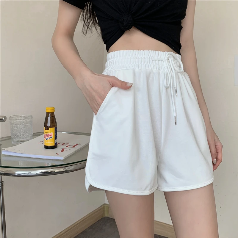 Шорты женские повседневные однотонные с высокой талией модные Универсальные