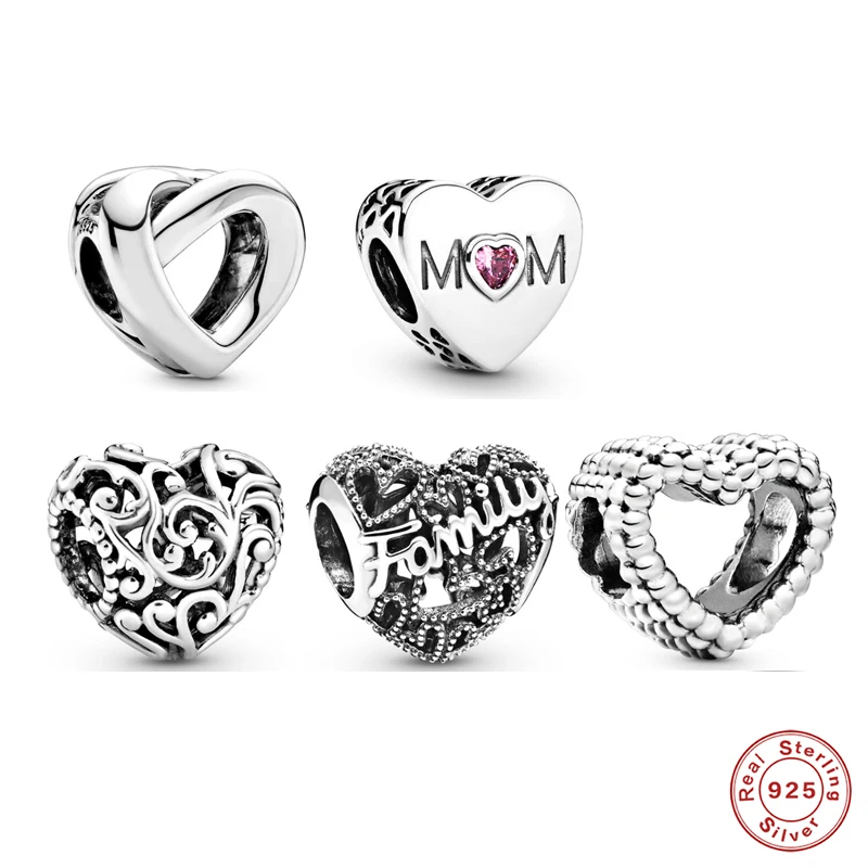 

MC Heart Collection Beads Fit Original Pandora Bracelets For Women 925 Silver DIY Jewelry Gift For Lover Mother 1 PCS Charm Bead