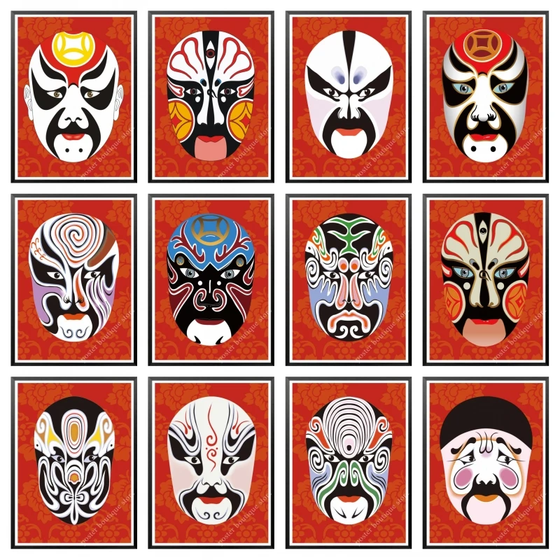 

Beijing opera face decoration painting restaurant,living room wall art painting bedroom decoration painting wall stickers poster