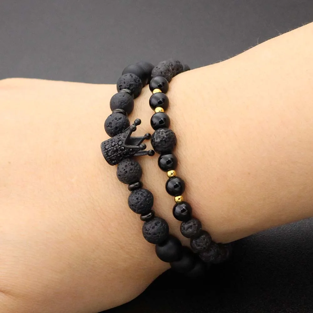 Набор браслетов из бусин натурального камня для мужчин и женщин|Плетеные