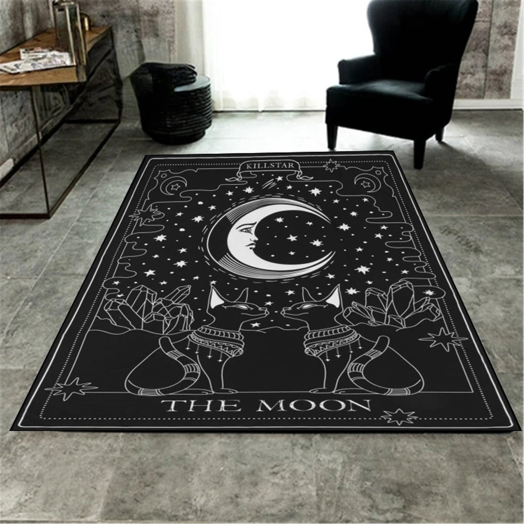 

Черный Ковер Tarot для гостиной, нескользящий внутренний ковер с принтом, Домашний напольный коврик, прикроватная тумба для спальни, эркера