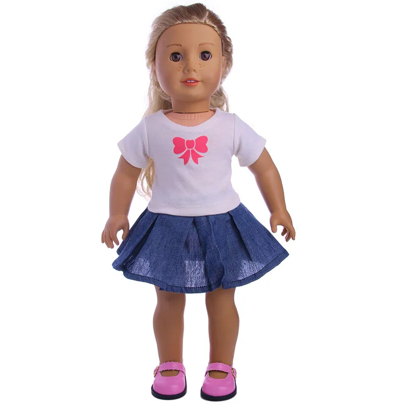 Белая футболка с принтом костюм бантом и юбкой на молнии 18 дюймов американский