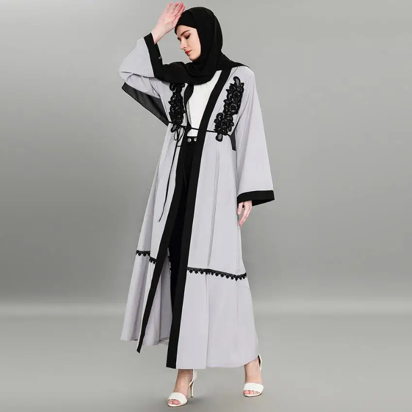 Открытое мусульманское платье с цветочной вышивкой абайя платья арабский