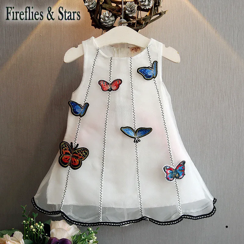 Summer girls dress baby princess kids vestidos children fashion clothes sleeveless 3d butterfly Eugene yarn 2 to 7 yrs | Детская одежда