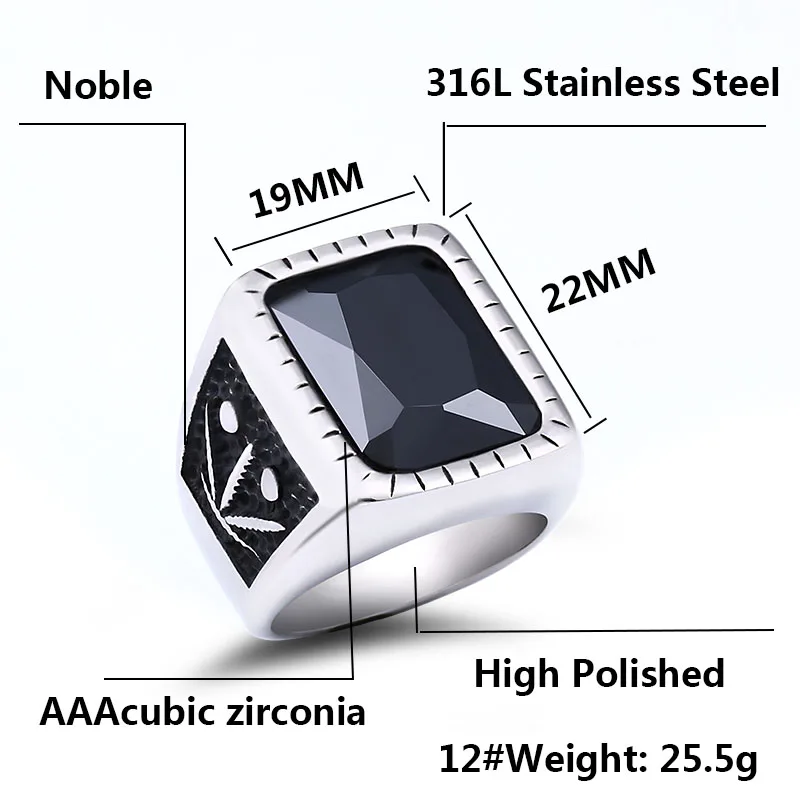 Сталь solider горячая Распродажа Нержавеющая сталь панк для мужчин огромный камень