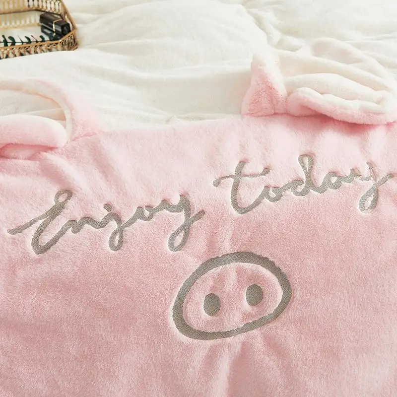 43 4 шт. свиньи уши постельное белье розового и белого цвета из мягкой флисовой