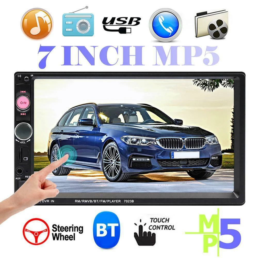 7 дюймов 2DIN HD радио автомобильный MP5 MP3-плеер видео Bluetooth FM радио AUX USB Музыка сенсорный экран тире стерео Горячая Прямая