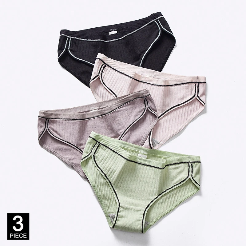 

Panties for Woman Cotton Sexy Fashion knickers Soft Briefs Underwear Solid Color Girls Ladies Underpants 3 Pcs/set Dropshipping