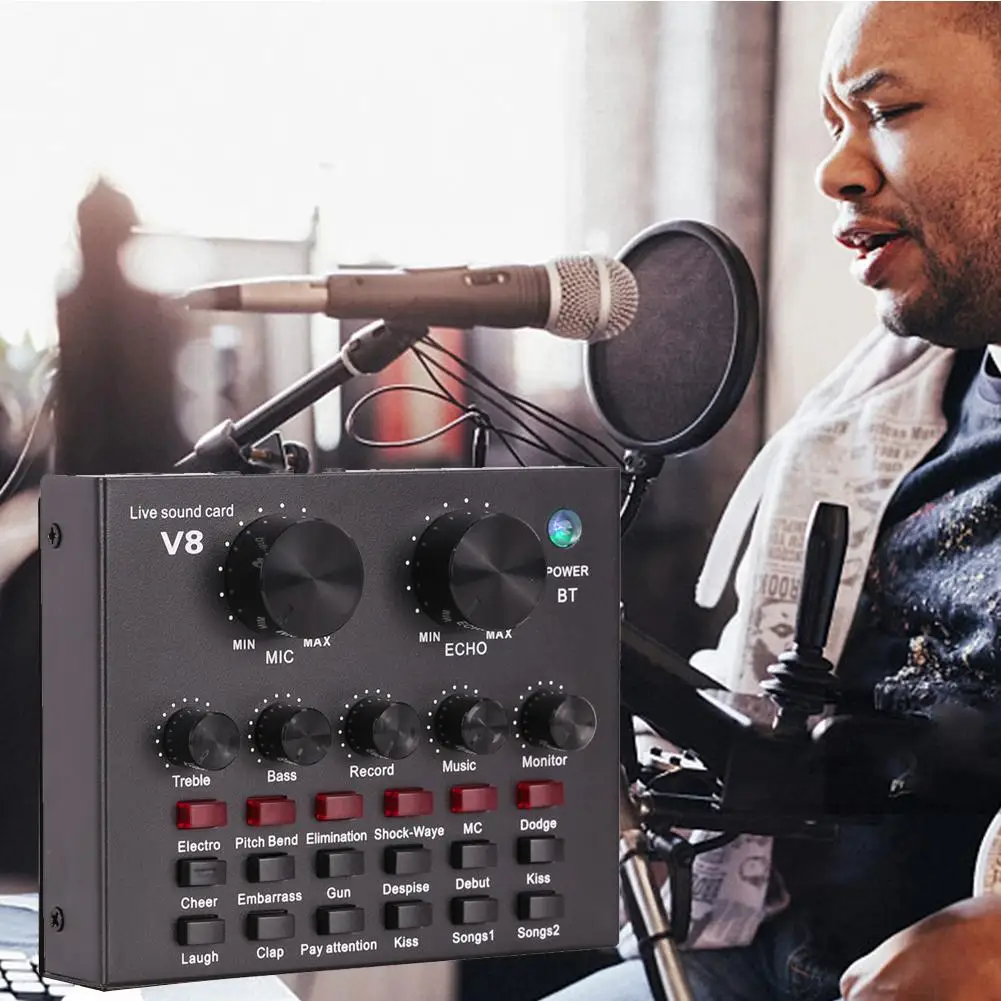 

V8 Audio USB External Sound Card Multifunctional Personal Entertainment Streamer Live Broadcast For Recording Hosting Speech