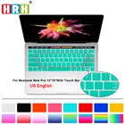 Силиконовый чехол HRH для клавиатуры США, защитная пленка для Macbook Pro 13,3, A1706, A1989, A2159 и 15,4 дюйма, A1707, A1990, версия для США
