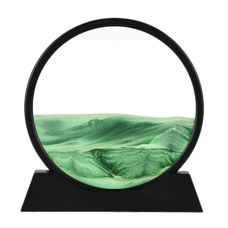 

12" Moving Sand Art Picture 3D Deep Sea Sandscape in Motion Display Flowing Sand Hourglass Desktop Home Office Decor
