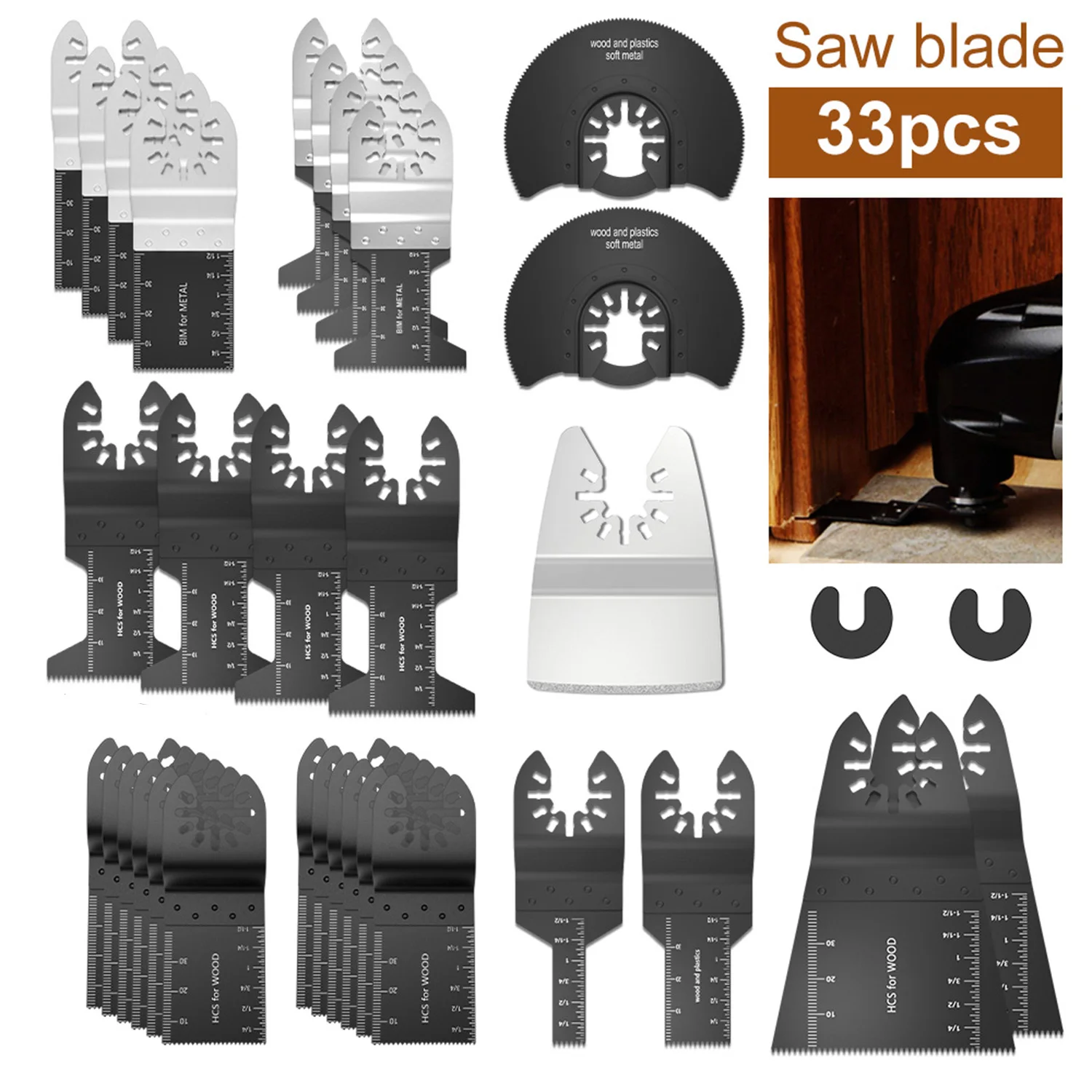 

33 Pcs Universal Oscillating Multi Tool Saw Blade Quick Release Dewalt For Renovator Power Tool Professional Wood Cutting
