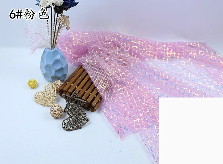 pink 150 см* 100 см голографическая клетчатая сетчатая ткань с Блестками одежда лазерное свадебное украшение из ткани сетка Марля симфония фоновая ткань - Цвет: pink