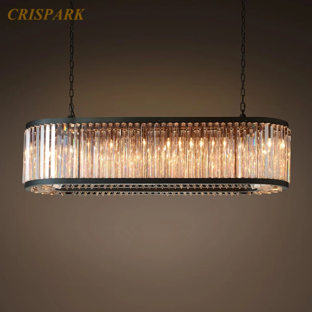 구매 Welles 빈티지 연기 크리스탈 샹들리에 조명 LED 프리즘 블랙 사각형 매달려 램프 실내 램프 호텔 다이닝 룸 바