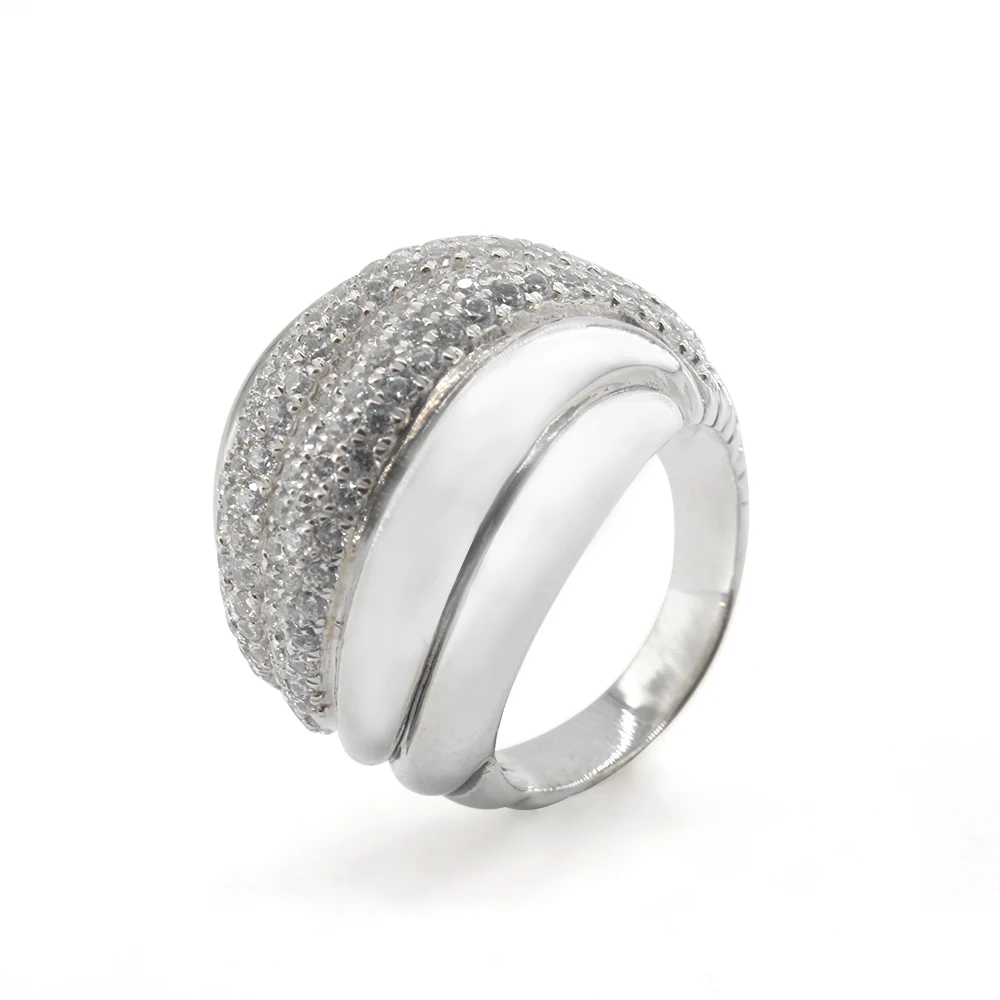 

Jade Angel New Design Brand Solid 925 Silver Jewelry Large Pave Diamonds Sculpted Ring for Women Christmas Valentine's Day gift