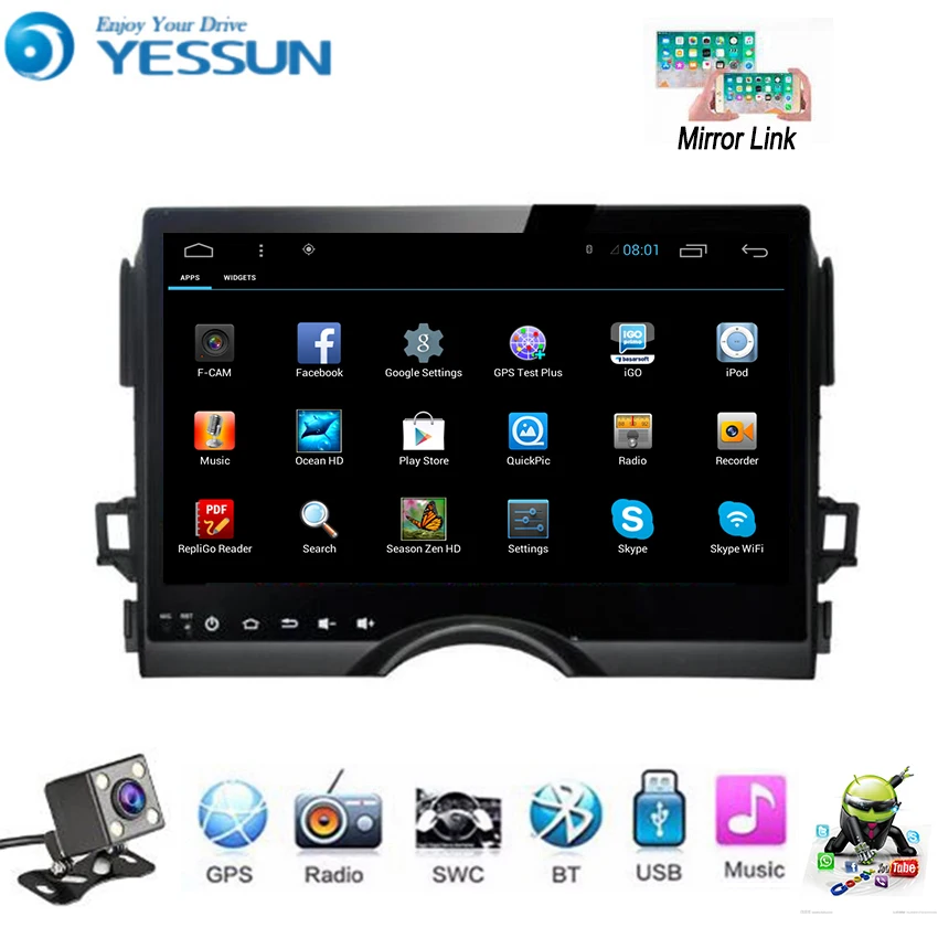 Автомобильный мультимедийный плеер YESSUN Android для Toyota Mark X 2009 ~ 2018 GPS-навигация