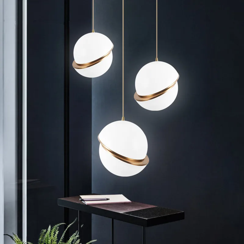 Стеклянная Подвесная лампа Rund в скандинавском стиле светильник белого и
