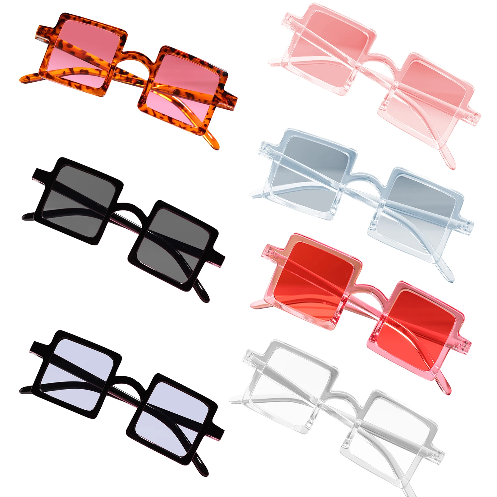 

7 Colors Kids Square Sunglasses UV400 Protection Transparent Beach Sunglasses for Toddler Boys Girls 2-10Years