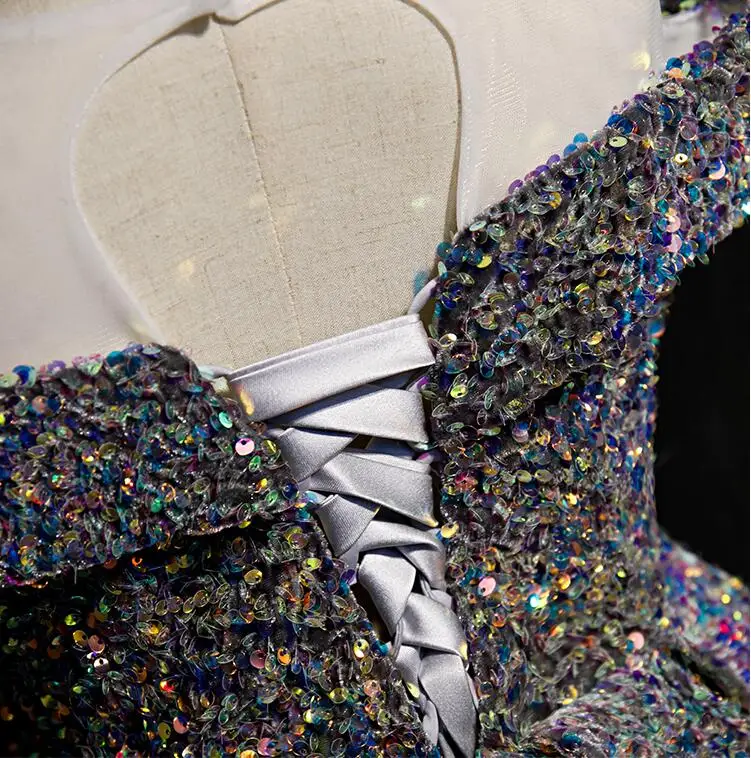 Роскошное длинное кружевное платье принцессы с блестками бальное цветочным