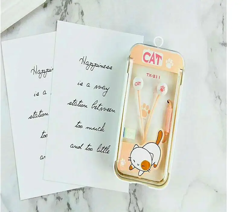 Милые наушники &quotКошка&quot с мультипликационным принтом цветные двойные