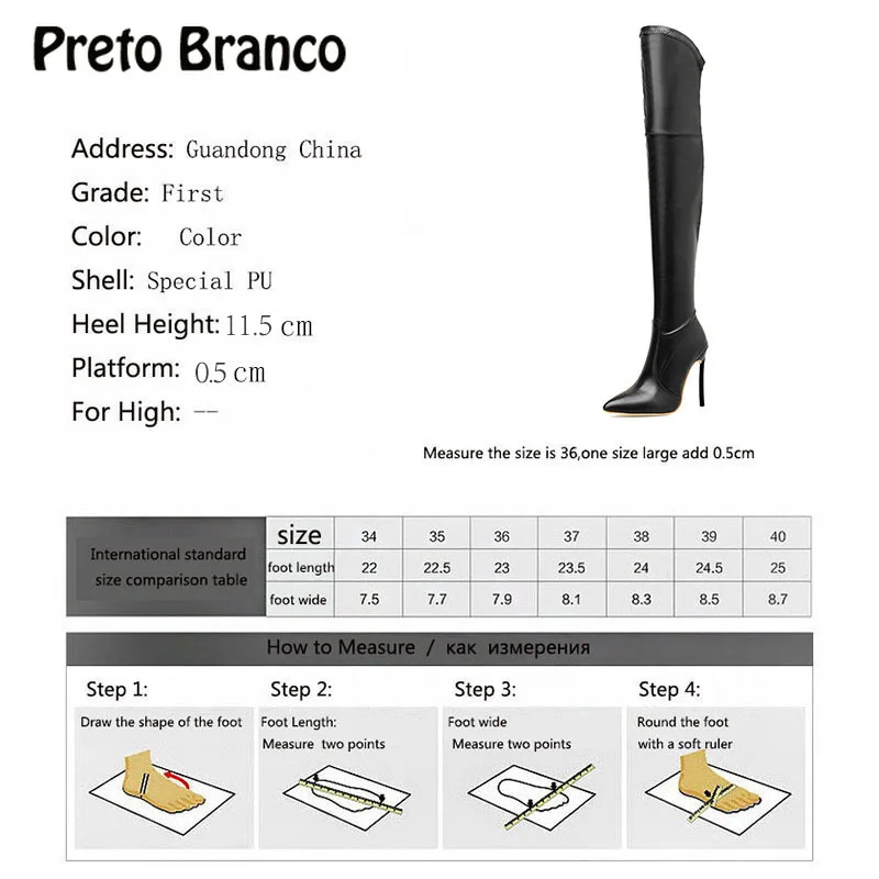 

PRETO BRANCO 2021 Winter Women's Sexy Boots Thigh Boot Over The Knee Sexy Thin High Heel Amatch Slim Women's Leather CWF