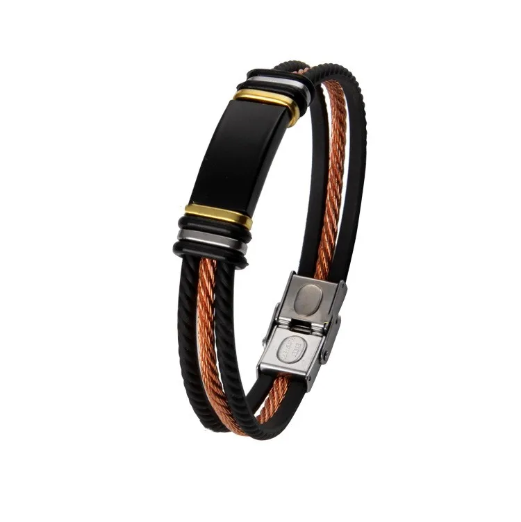 Мужской браслет 3-рядная проволочная цепь из нержавеющей стали черный