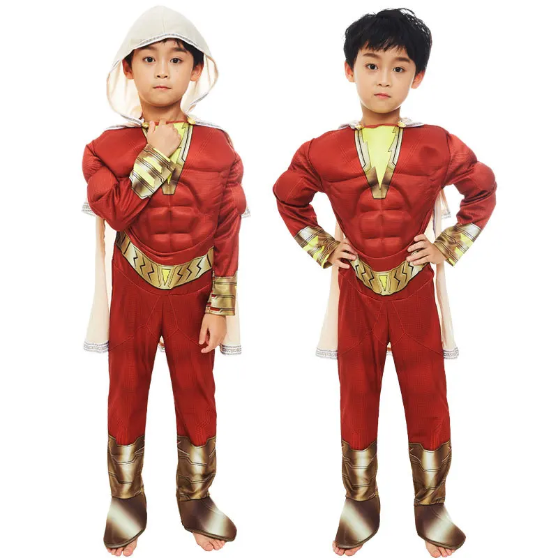 Костюм супергероя Shazam для мальчиков на Хэллоуин Марвел Капитан, Billy Batson, косплей недели, фантазийный костюм