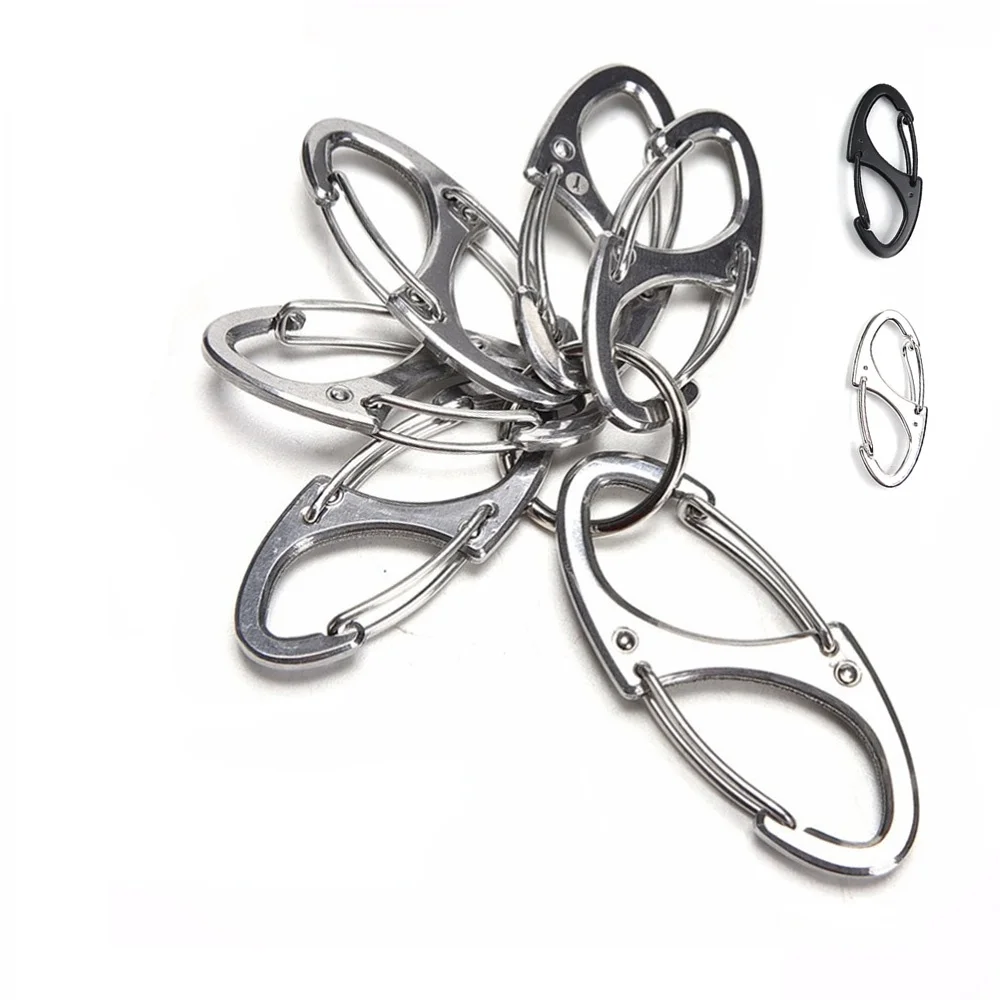 

Mini 8 Shape Portable Metal Ring Outdoor EDC Tool Release Buckle Key Chain Hook Hang Camping Hiking Door Opener Keychain