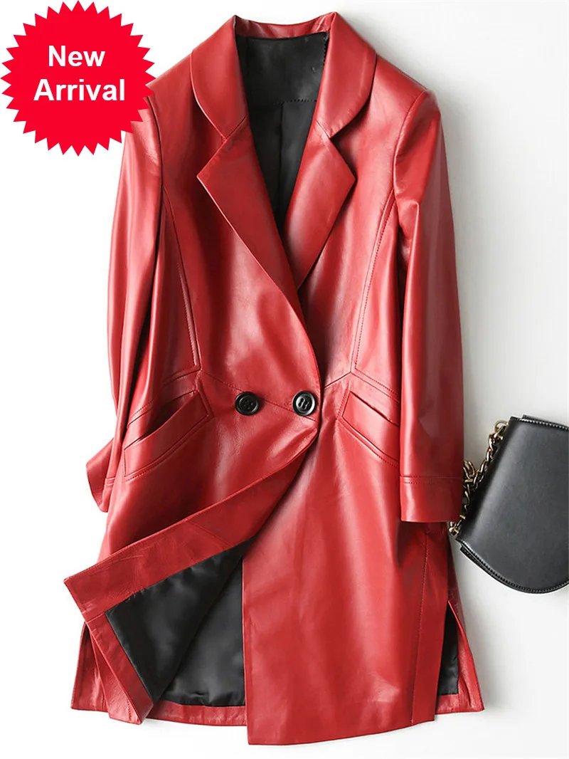 

Женское длинное пальто из натуральной овечьей кожи, сезон осень-зима