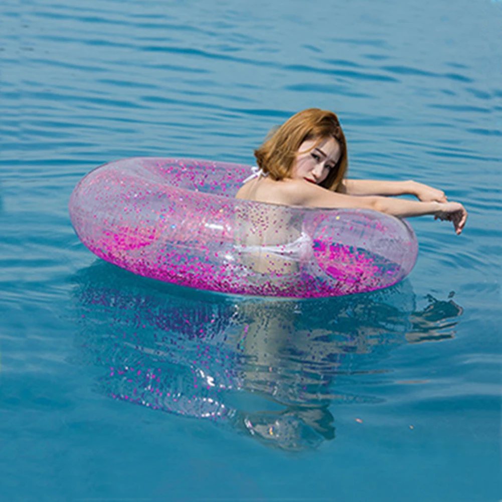 

Transparent Sequined Swimming Ring Adults Portable Swim Rings Summer Water Pool Beach Thickened Inflatable Swimming Circle