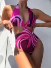 Женский слитный купальник-монокини с металлическими кольцами