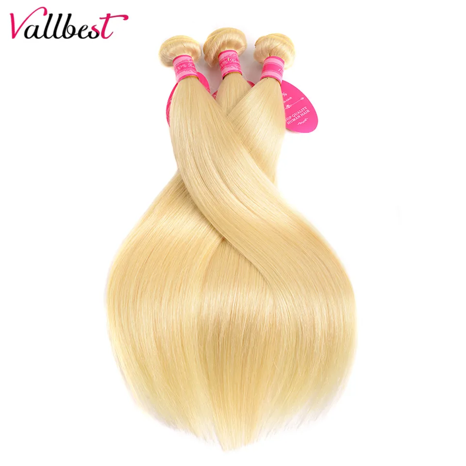 Vallbest бразильские прямые волосы ткать 613 блонд пряди с закрытием человеческие 3 Remy