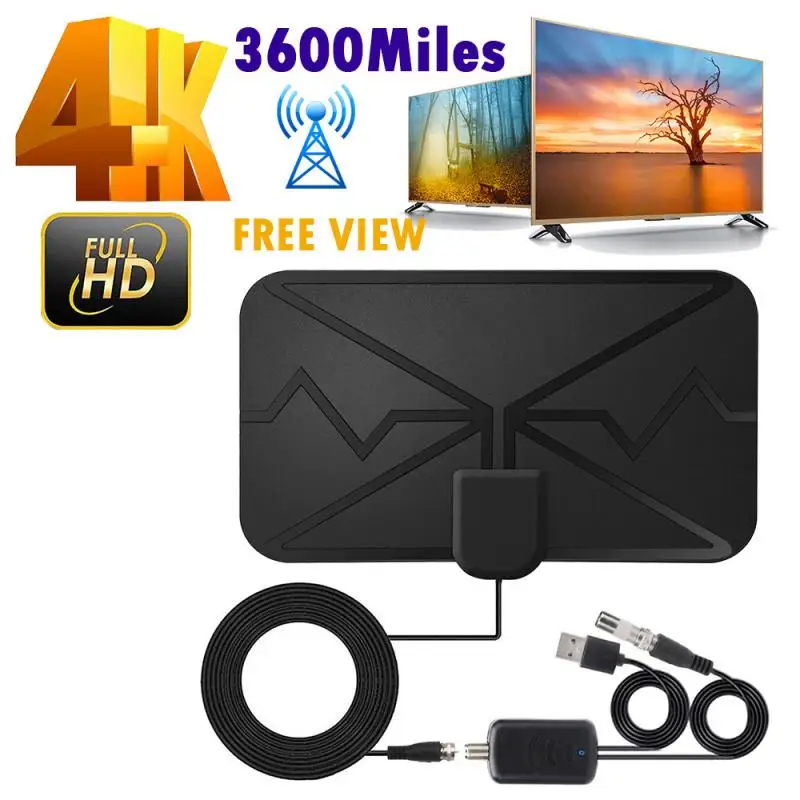 

4K 25DB High Gain HD TV DTV Box Digital TV Antenna 3600 Miles Booster Active Indoor Aerial HD Flat Design Fox DVB-T2 TV Antenna