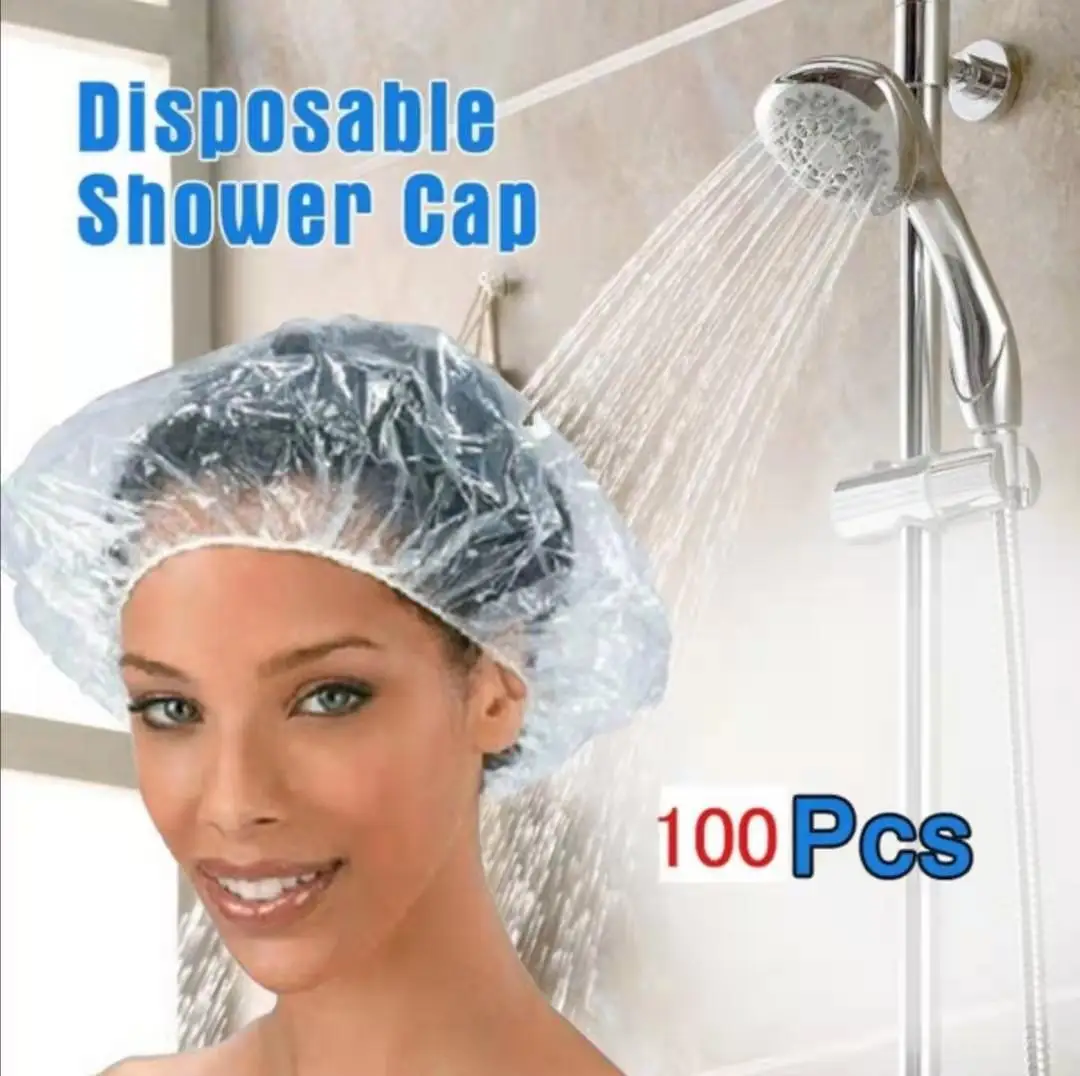 

100pcs/lot Disposable Shower Caps Clear Spa Hair Salon Hotel One-Off Bathing Elastic Shower Hats Bathroom Products Bath Bonnet
