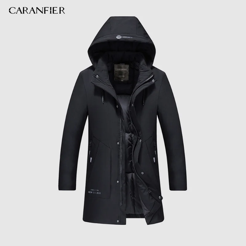 8808 Black CARANFIER/зимнее пальто, Мужская ветровка с меховым капюшоном, утепленная куртка, Мужская Уличная одежда в стиле хип-хоп, военные тренчи, длинная парка XXXL 4XL - Цвет: 8808 Black