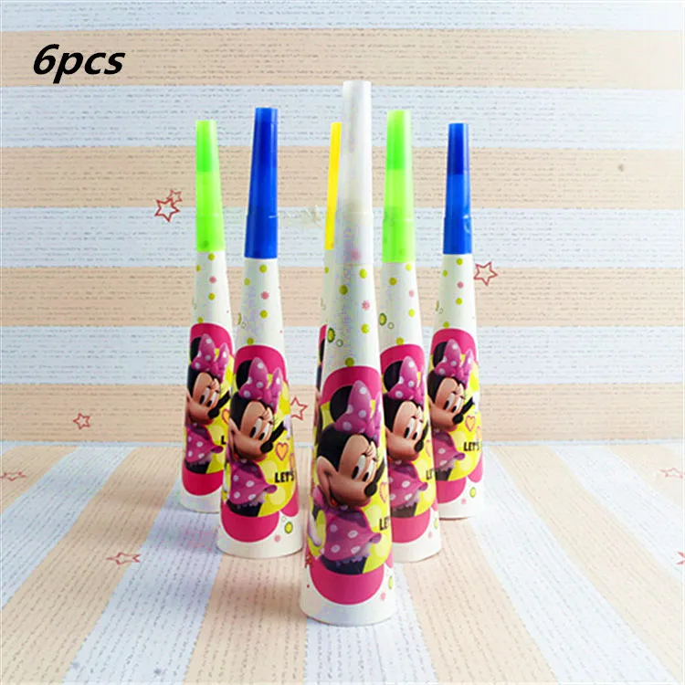 6pcs horn 20 шт./партия Минни тема Микки бумажные салфетки для вечеринки с днем рождения товары для вечеринок Минни бумажные полотенца для салфеток сувениры 33*33 см - Цвет: 6pcs horn