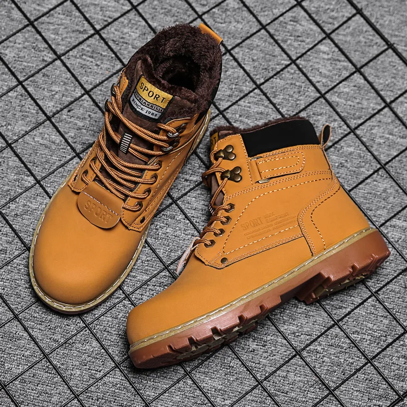 

Winter Ankle Boots Men Casual Shoes Outdoor Autumn Leather Waterproof Work Tooling Mens Boots Warm Military Army Botas BTMOTTZ