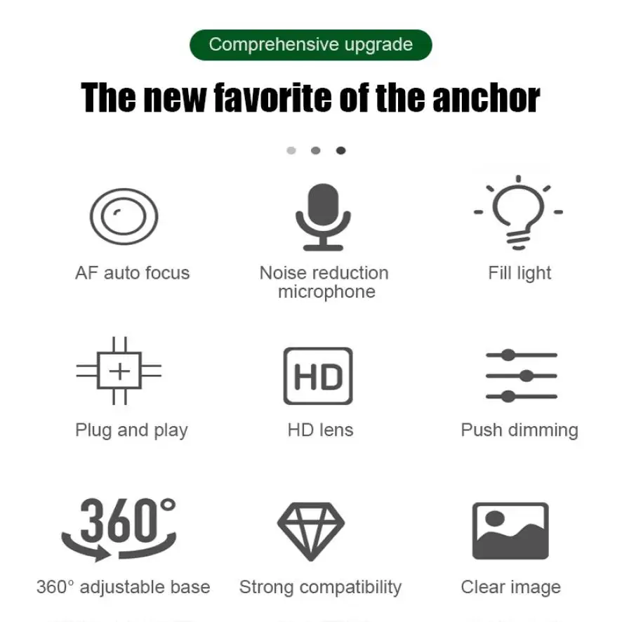 

2K HD Webcamera Free Drive Ring Light Beauty Computer Camera Auto Focus Video Conference Web Camera For Internet Celebrity Live