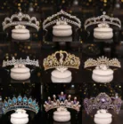 Кристалльная тиара из горного хрусталя диадема в виде королевской короны тиары принцессы Свадебные украшения для волос вечерние свадебные аксессуары для волос для женщин головной убор