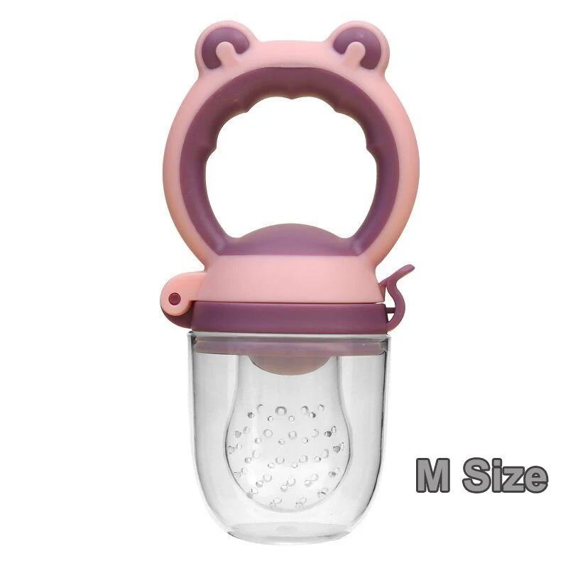 Purple M size 1 шт. Детские фрукты NibblerFeeder жевательный сок пустышки Игрушка Силиконовый Ниблер игрушка сок и овощи кормушка 3 размера для 3-20 месяцев - Цвет: Purple M size