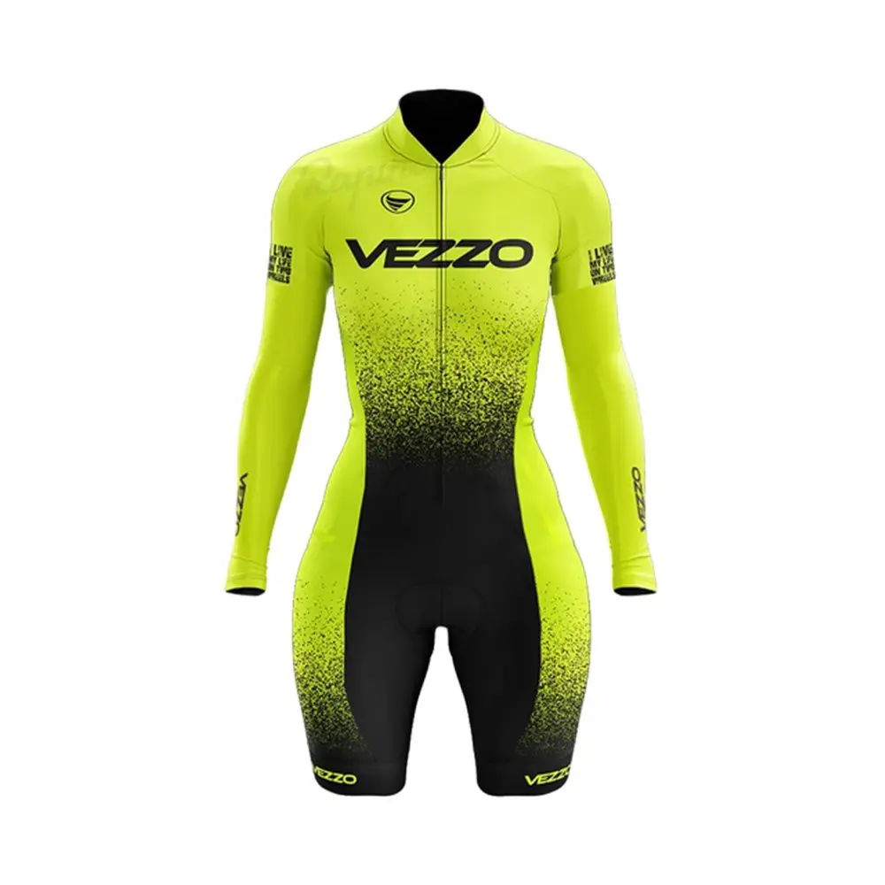 

Veezo Triathlon Suit Women Long Sleeve Bicycle Jumpsuit Bike Clothing MTB Cycling Roupas Macacão Ciclismo Feminino Macaquinho