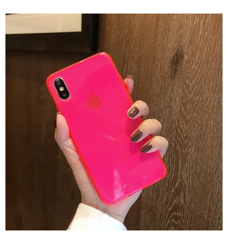 Модный флуоресцентный желтый чехол для телефона iphone 11 Pro Max XR X XS 7 8 plus задняя