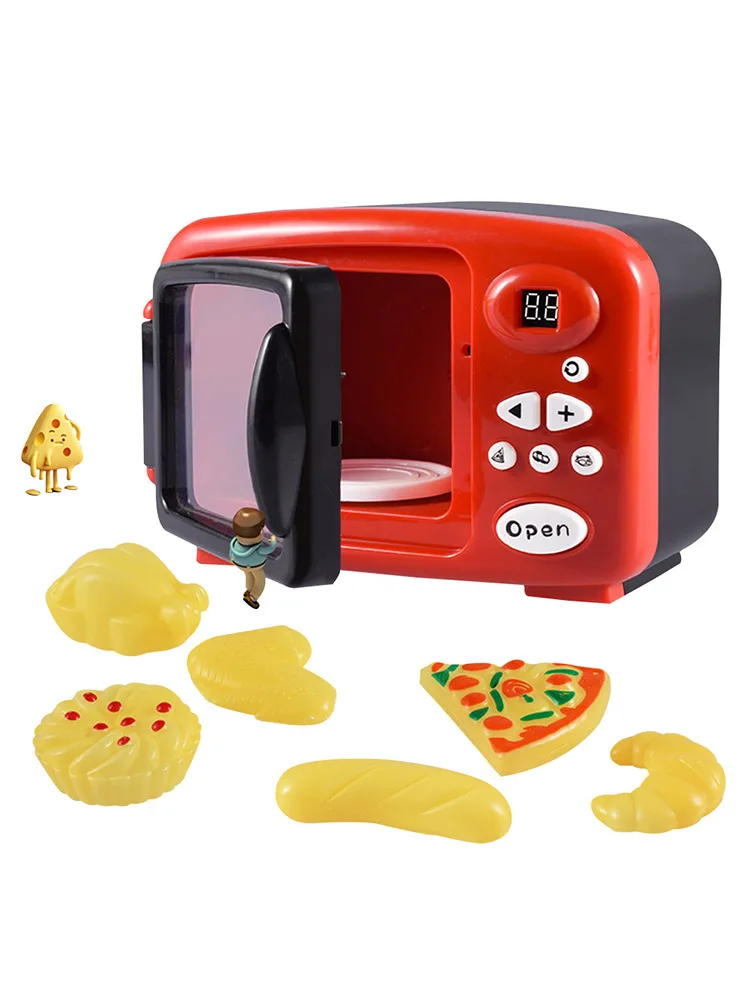 

Microwave Pretend Toy Set Plastic Durable Safe Pizza Hotdog Bread Color Changing Toys For Children Girls 3-6 Years Old